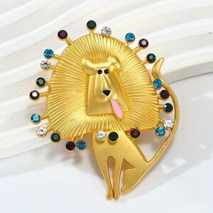 *NWOT* IS IT A DOG OR IS IT A LION? COLORFUL RHINESTONE MANE PIN 64